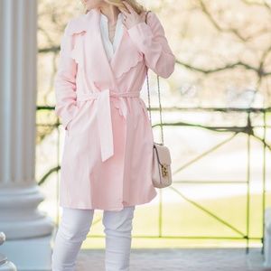 Club Monaco Scalloped Millennial Pink Trench